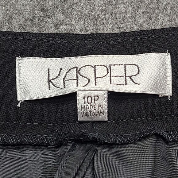 Kasper Pants Womens 10 Petite Black Classic Fit Kate Dress Career Trousers Lined - Picture 14 of 14